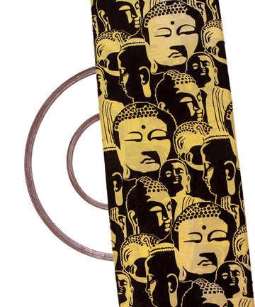 Black Colour Buddha Digital Printed Pure Muslin Fabric